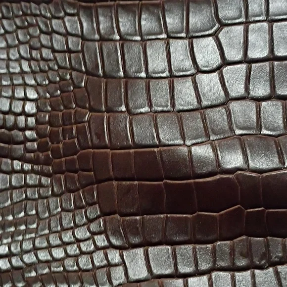 SCHUTZ Dark Brown Croc-Embossed Over the Knee Boots - Picture 3 of 3